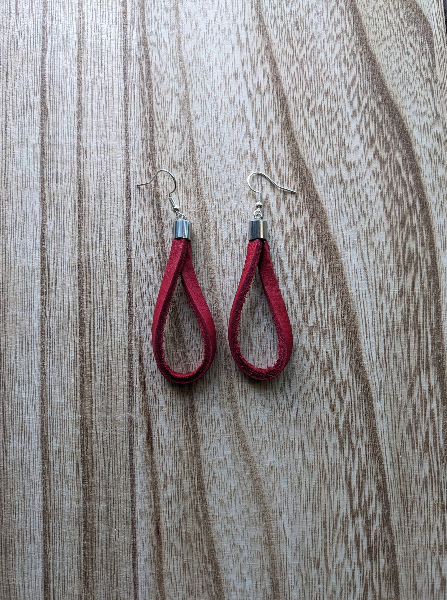 Red Baseball Glove Leather Earrings