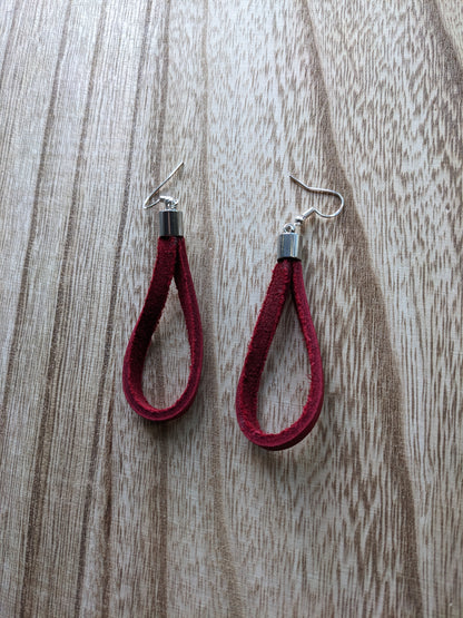 Red Baseball Glove Leather Earrings