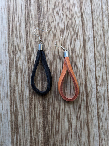 Orange & Black Baseball Glove Leather Earrings