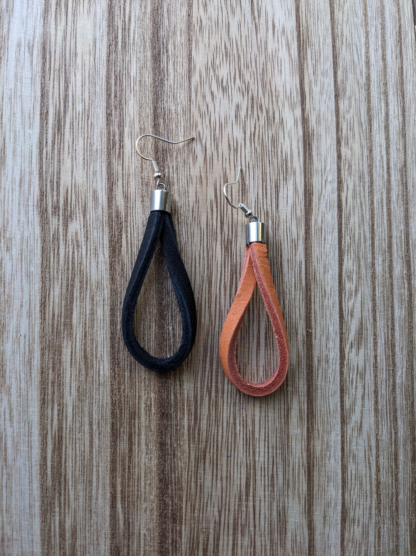 Orange & Black Baseball Glove Leather Earrings