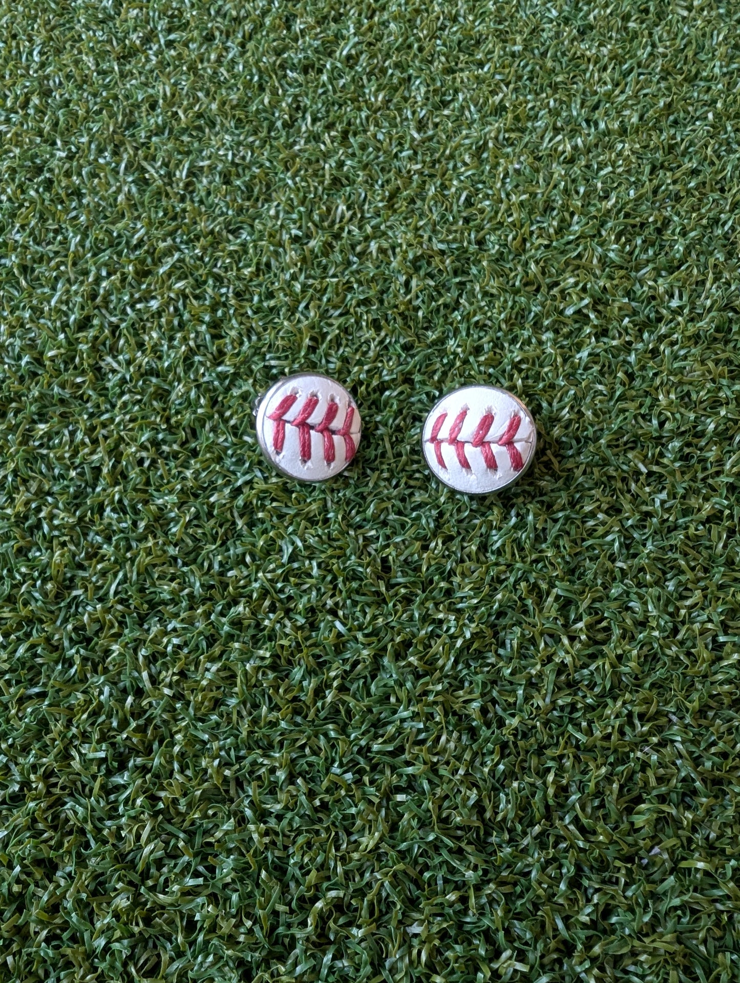 Baseball Clip On Earrings- Silver