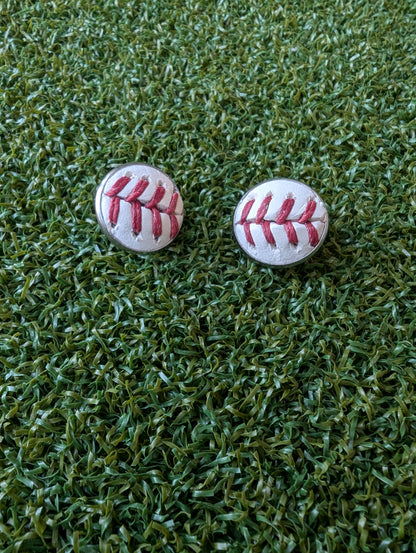 Baseball Clip On Earrings- Silver