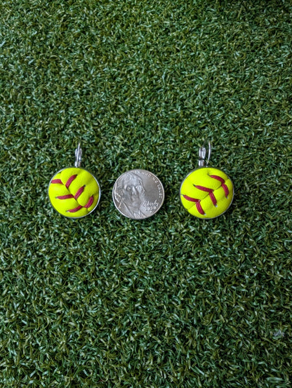 Softball Earrings Leverback Clasp