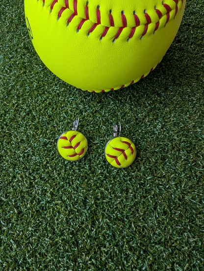 Softball Earrings Leverback Clasp