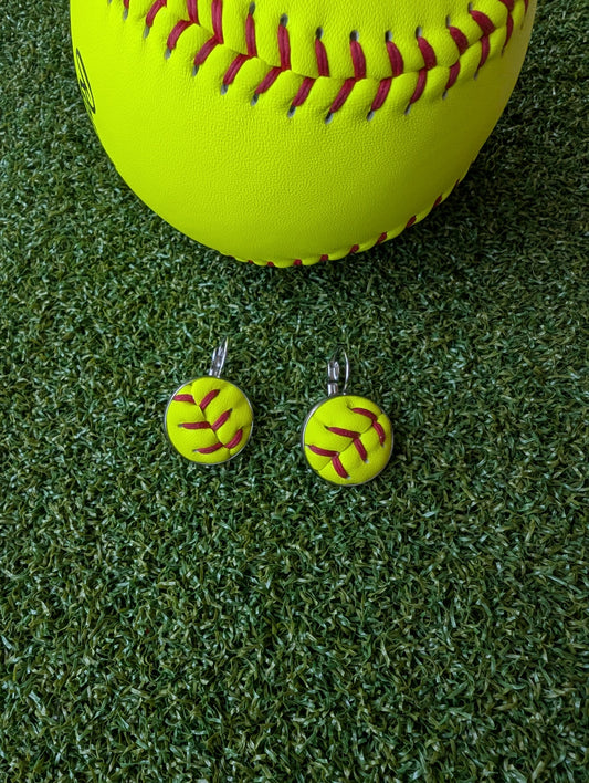Softball Earrings Leverback Clasp