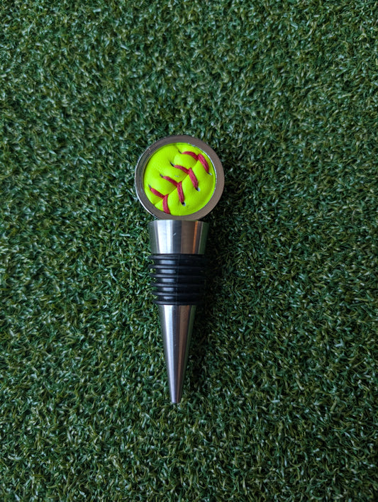 Softball Wine Bottle Stopper