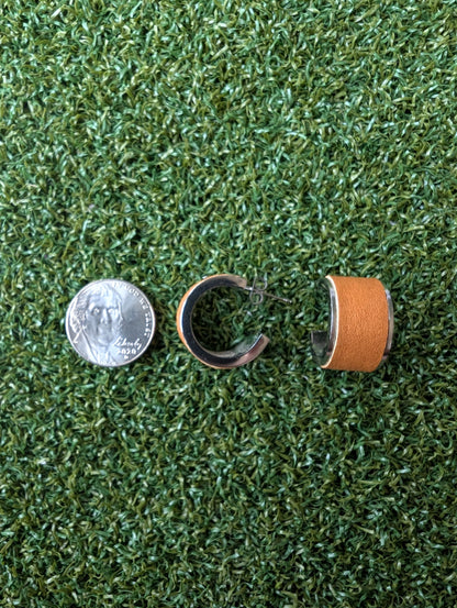 Baseball Glove Leather Hoop Earrings- Small