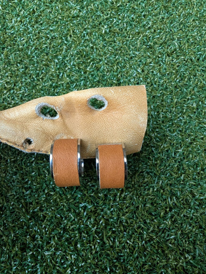 Baseball Glove Leather Hoop Earrings- Small