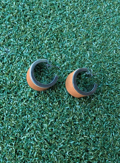 Baseball Glove Leather Hoop Earrings- Small