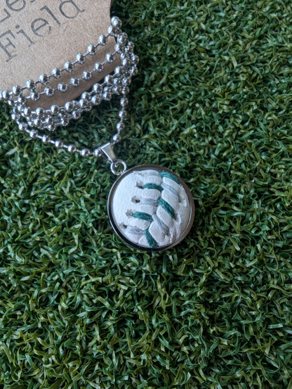 Northwest Green & Silver Stitches - Baseball Necklace - Limited Edition
