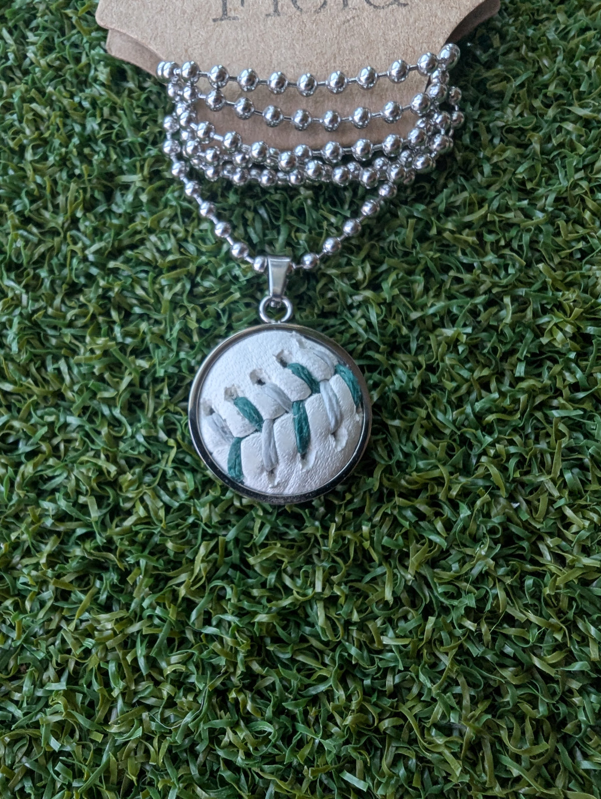Northwest Green & Silver Stitches - Baseball Necklace - Limited Edition