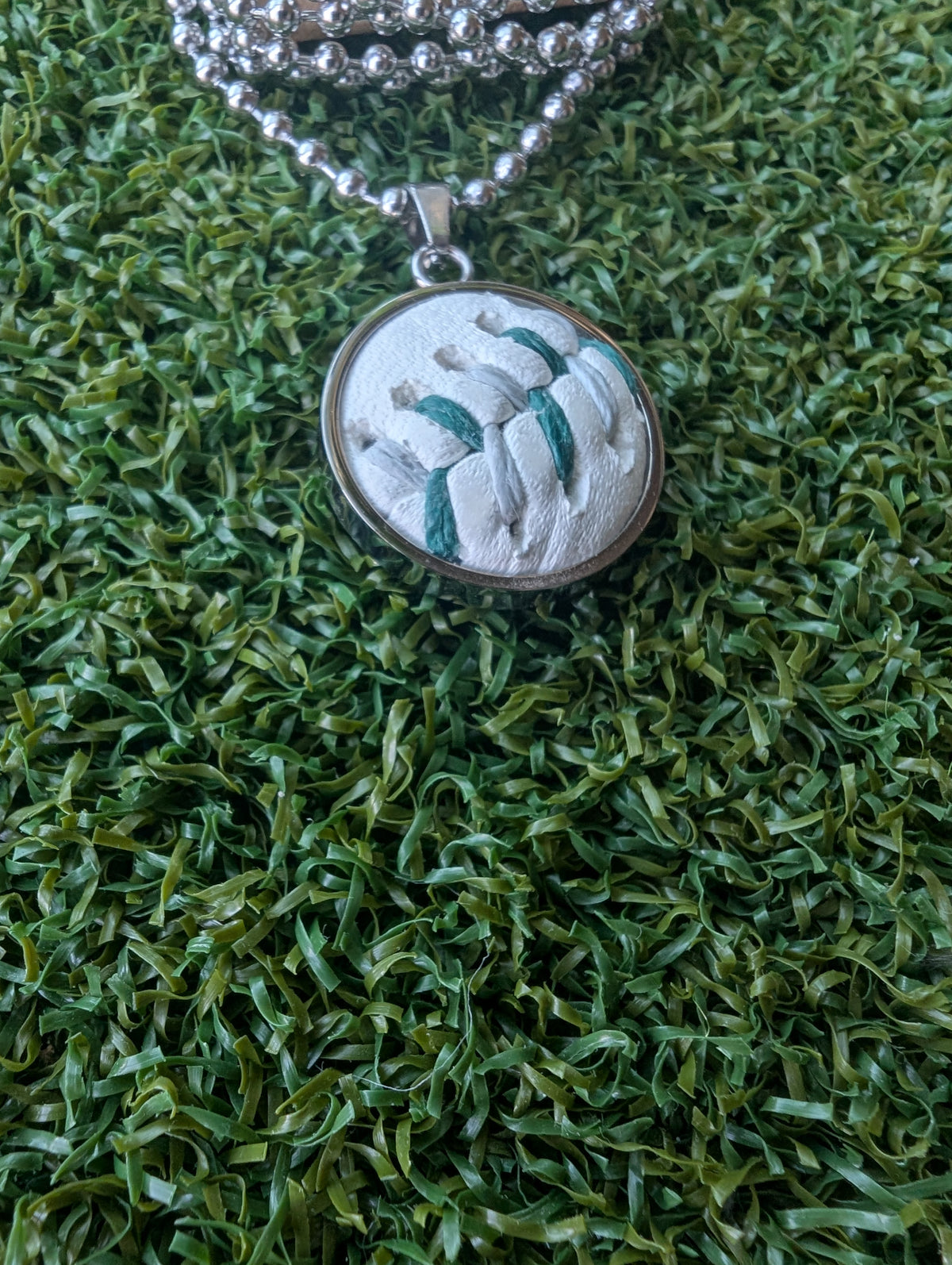 Northwest Green & Silver Stitches - Baseball Necklace - Limited Edition