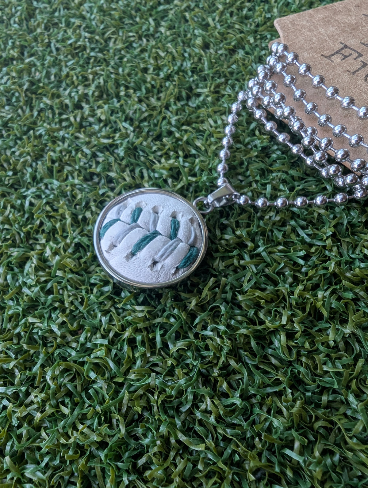 Northwest Green & Silver Stitches - Baseball Necklace - Limited Edition