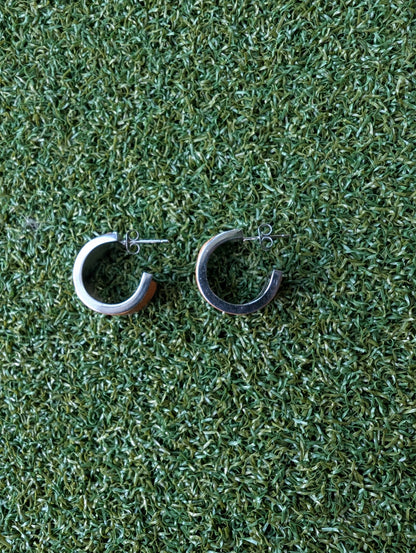 Baseball Glove Leather Hoop Earrings- Small