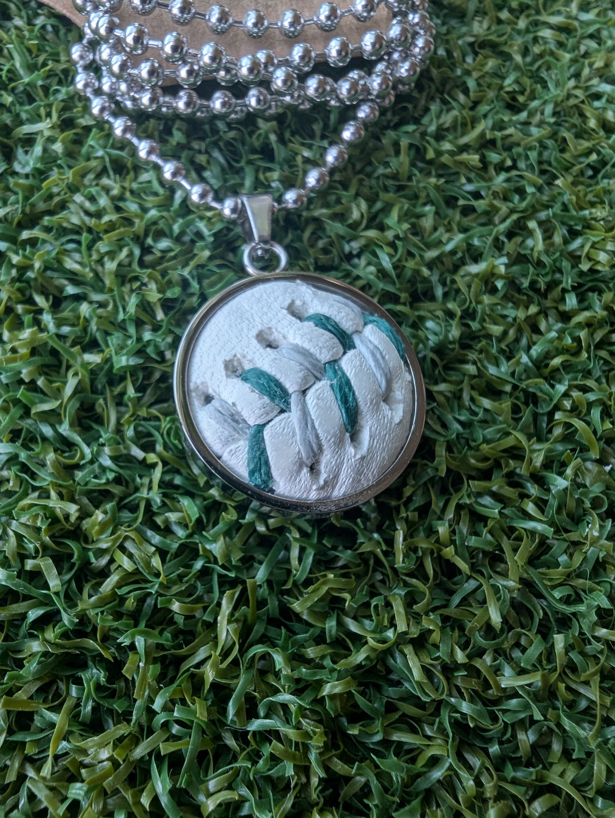 Northwest Green & Silver Stitches - Baseball Necklace - Limited Edition