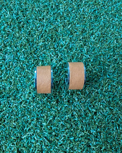 Baseball Glove Leather Hoop Earrings- Small